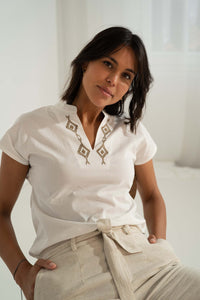 blouse met geborduurde details wit