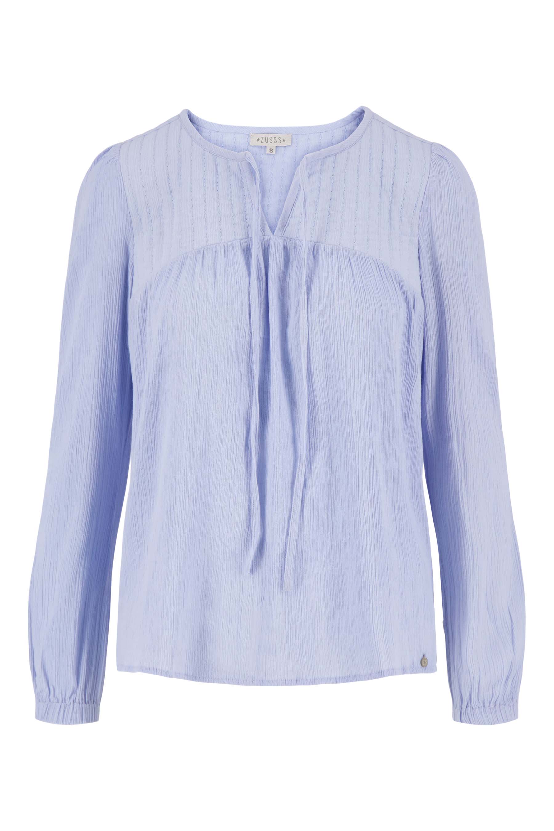 blouse met gewatteerd detail lichtblauw