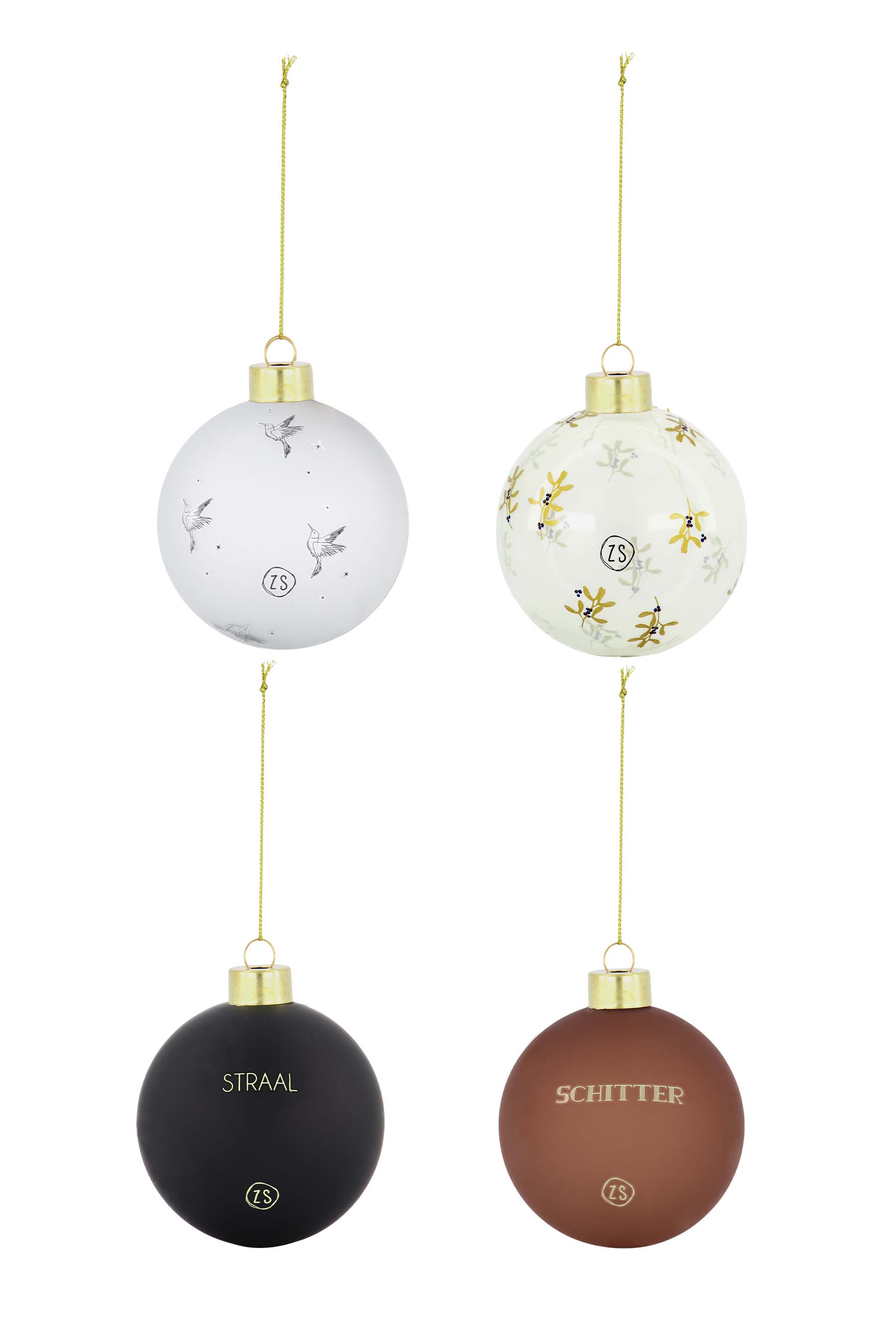 Doosje met 4 kerstballen multicolor