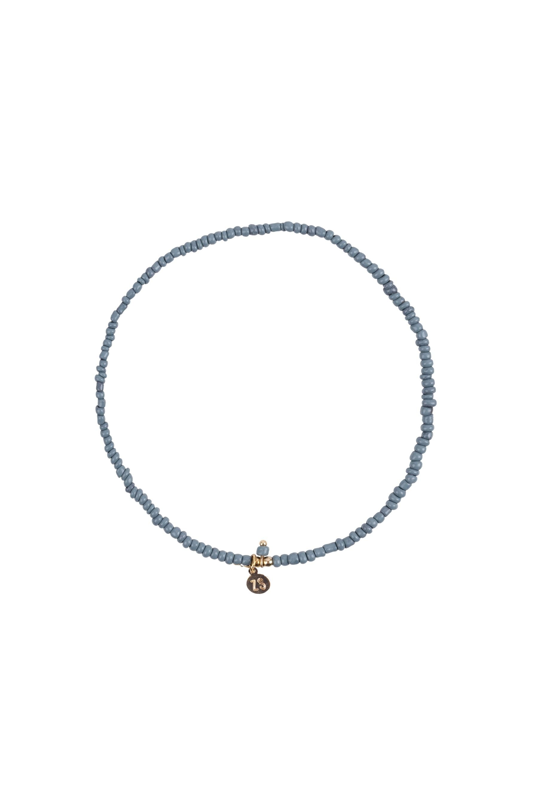 Enkelbandje met kraaltjes, Grijs­blauw/goud