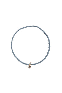 Enkelbandje met kraaltjes, Grijs­blauw/goud