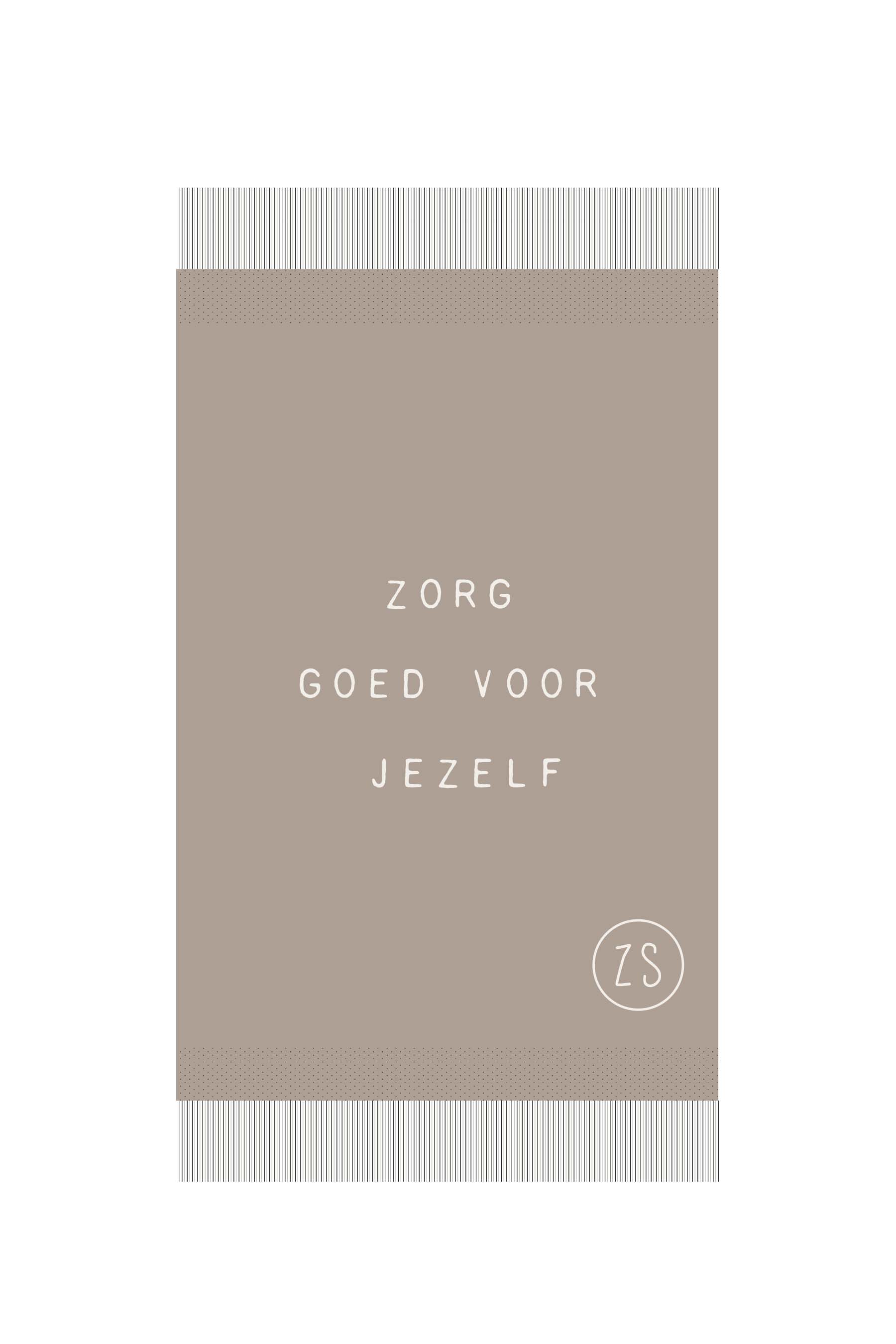 gastendoekje zorg goed voor jezelf 30x55cm leem/off white