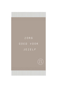 gastendoekje zorg goed voor jezelf 30x55cm leem/off white