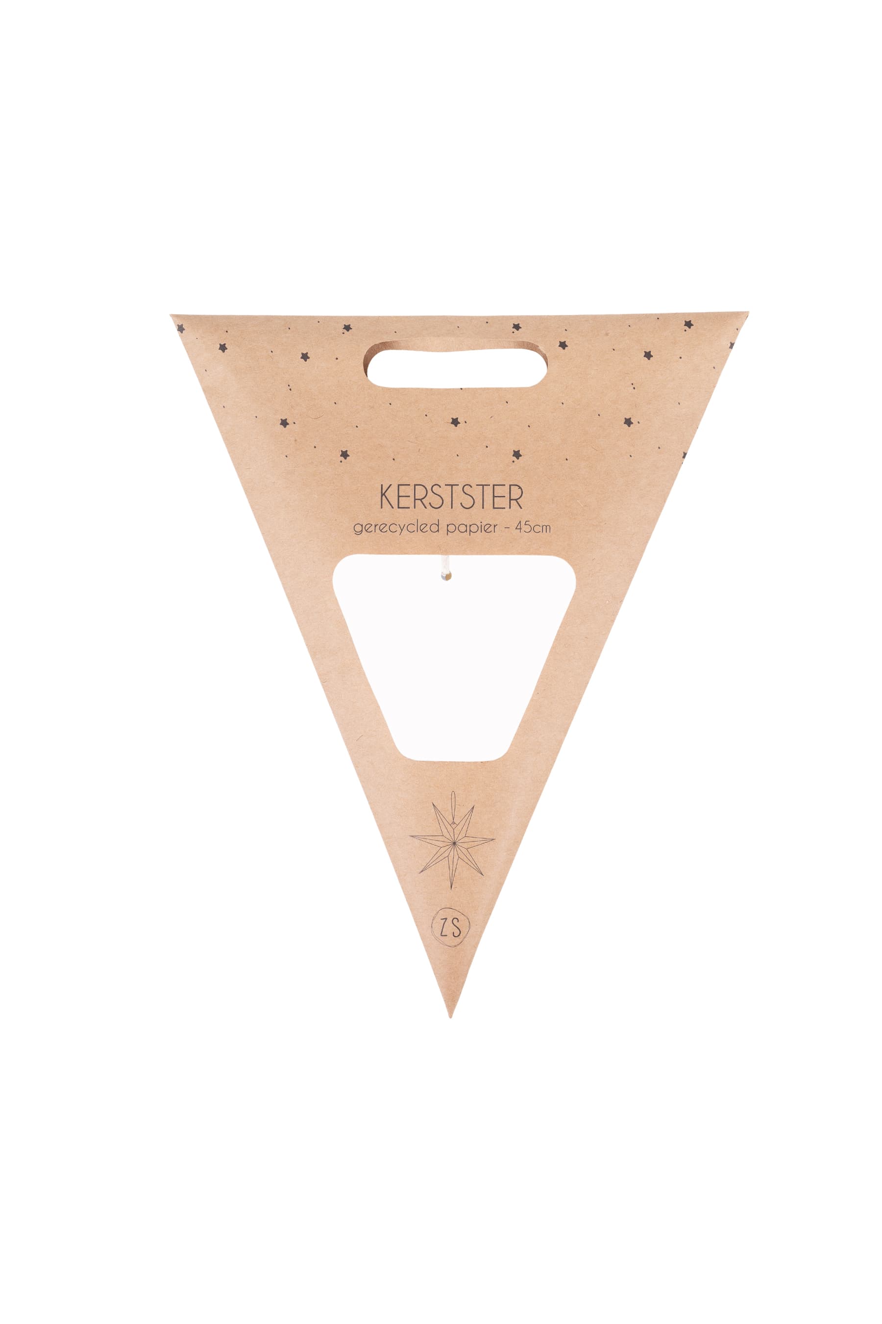 Gerecycled papieren ster 45cm, Wit