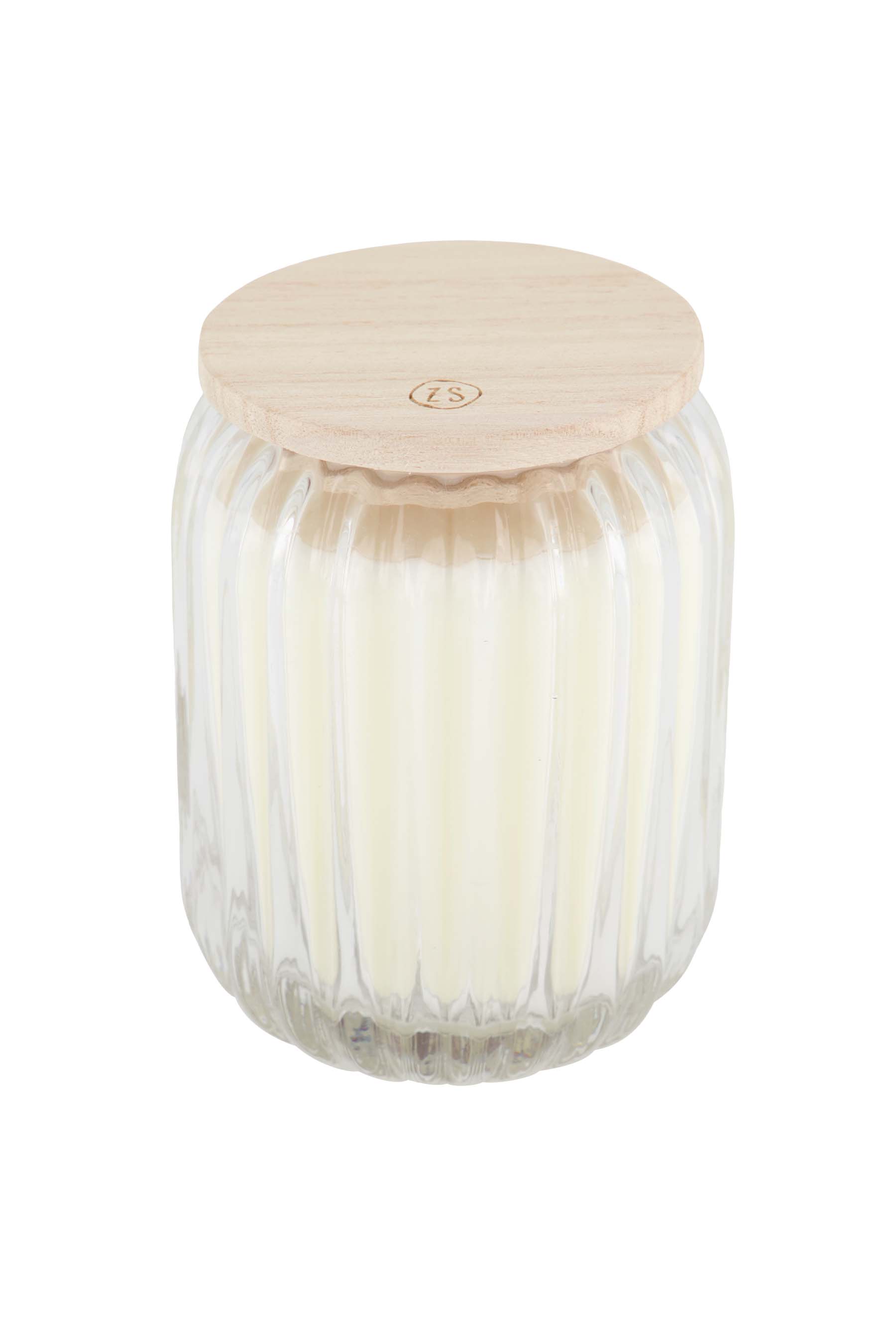 geurkaars in glas met ribbels bamboe