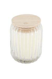 geurkaars in glas met ribbels bamboe