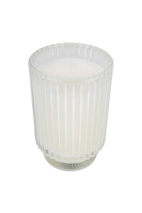Geurkaars in glas met ribbels schone was, wit