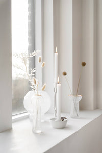 Glazen vaasje met goud 6x5x18cm, Wit/goud