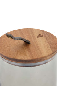 glazen voorraadpot met houten deksel L