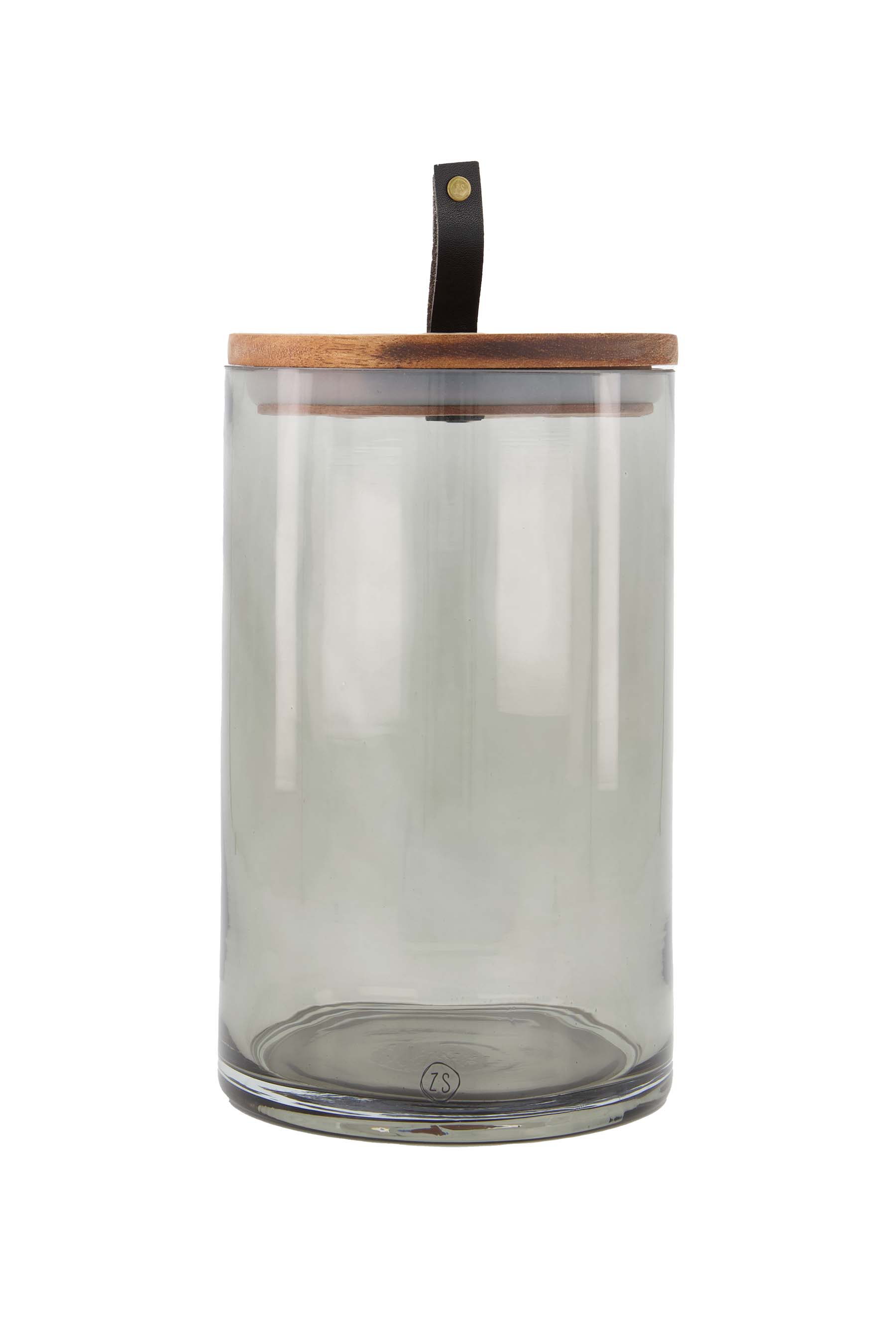 glazen voorraadpot met houten deksel L
