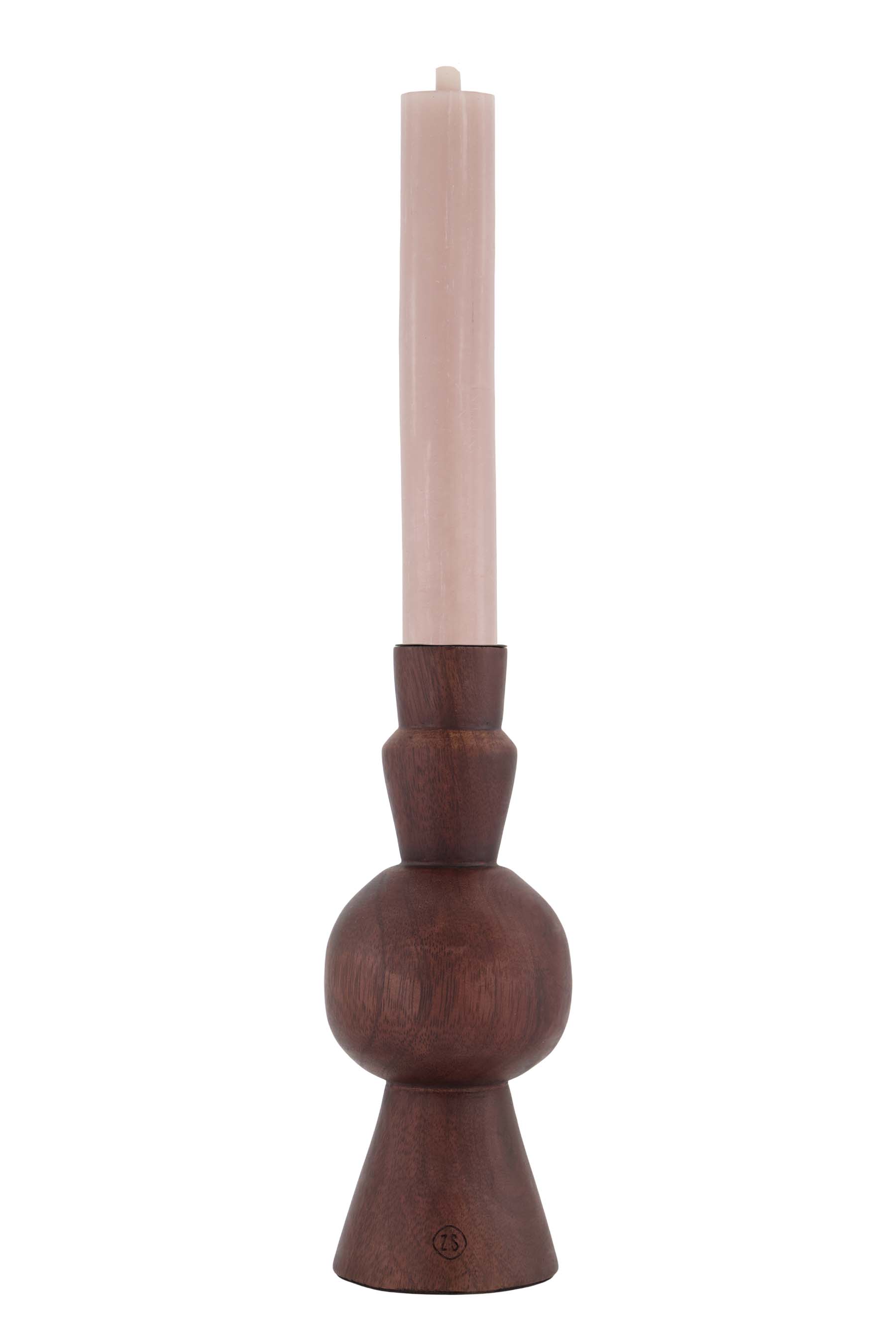 houten kandelaar met bolling L