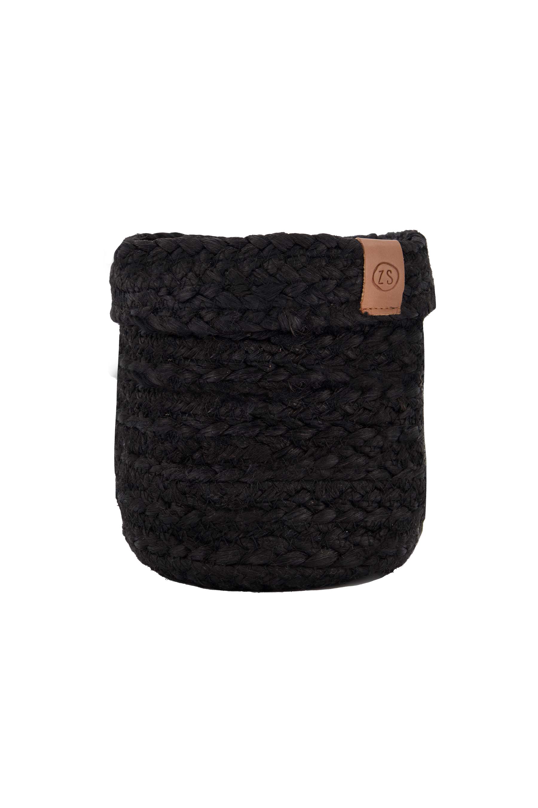 jute opbergmand 15x15cm zwart