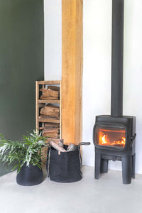 jute opbergmand met hengsels 38x33cm zwart