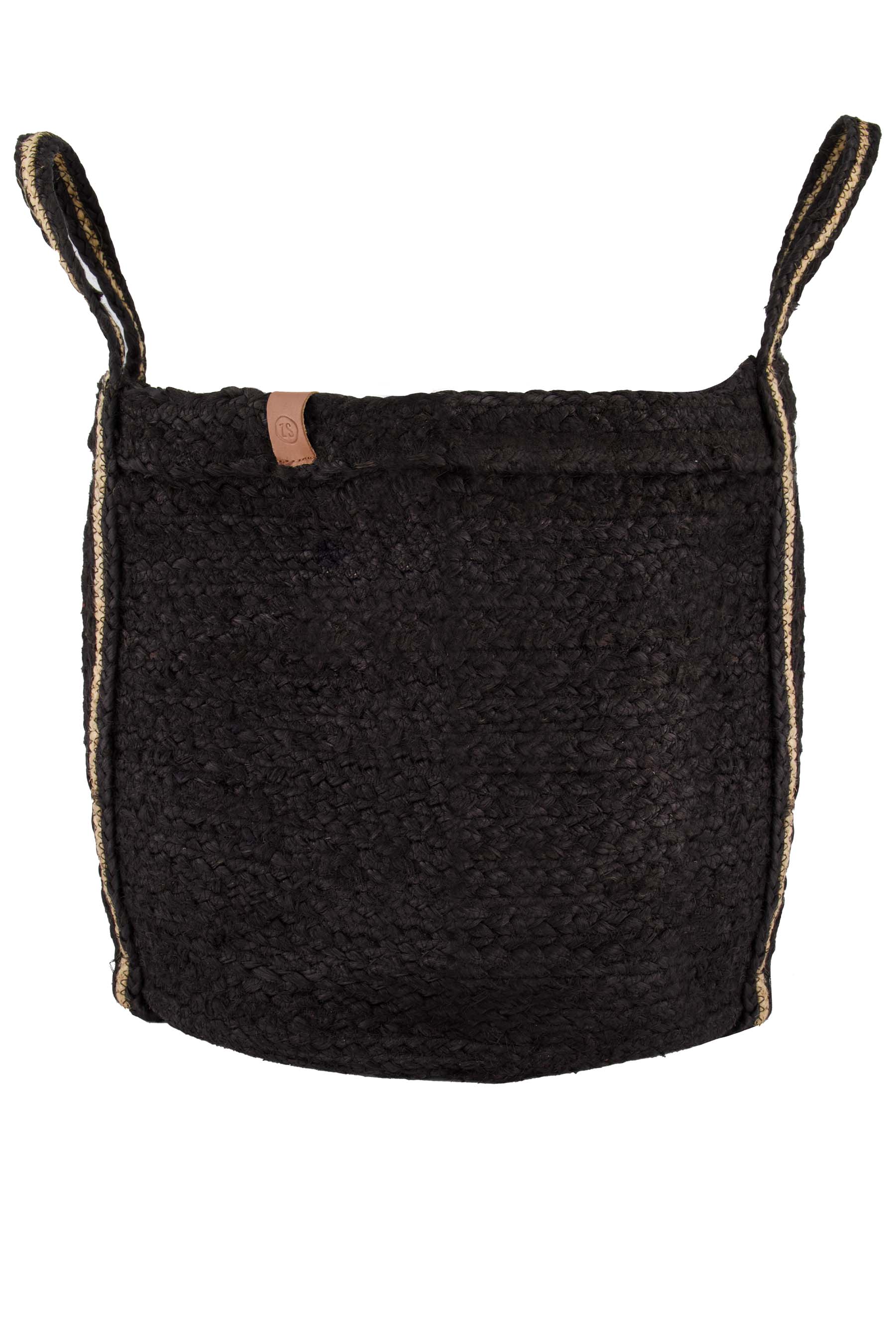 jute opbergmand met hengsels 38x33cm zwart