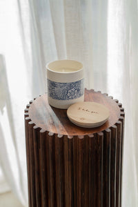 keramieken geurkaars met houten deksel bamboe i like you