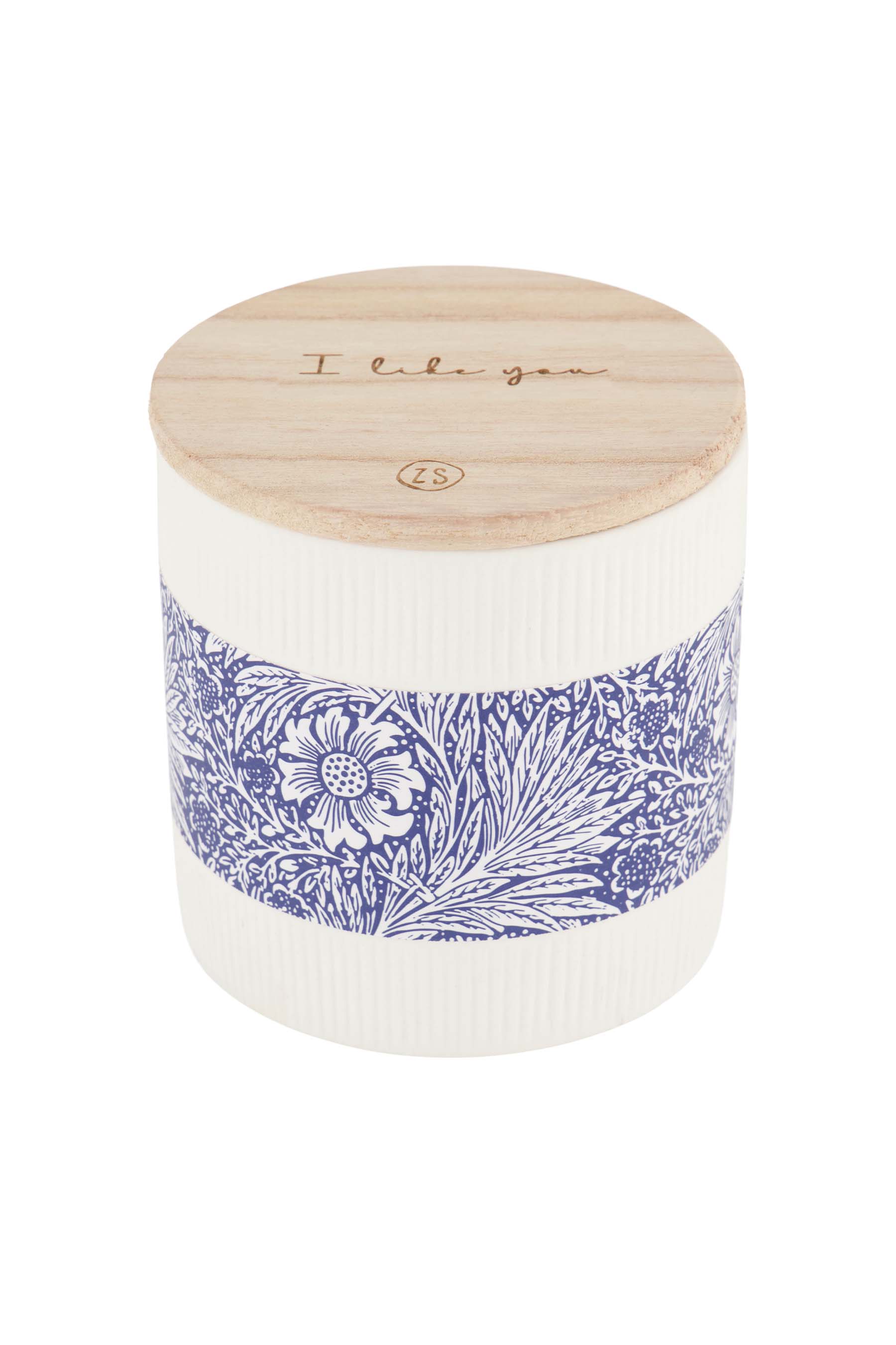 keramieken geurkaars met houten deksel bamboe i like you