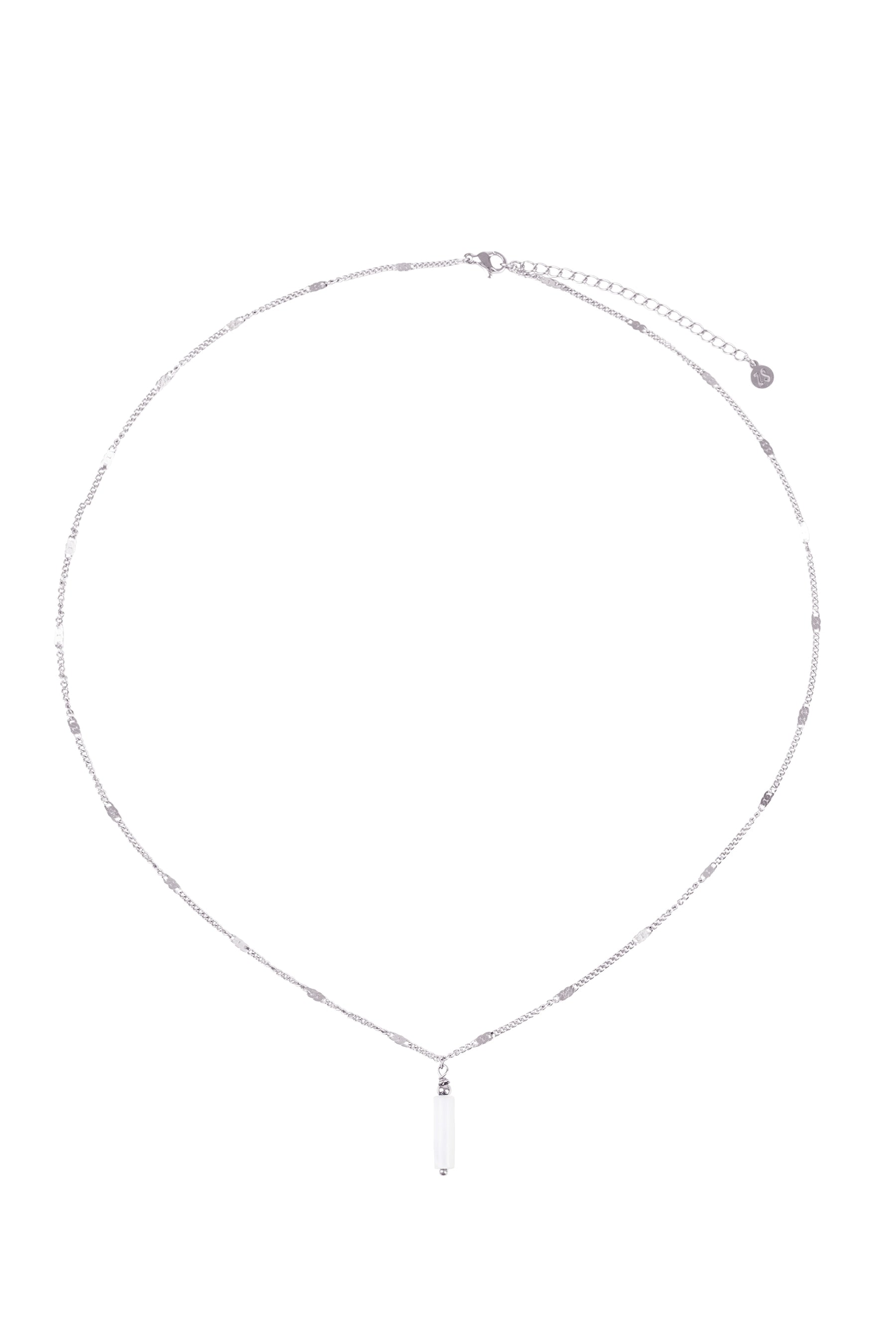 Ketting met schelpen staafje, Zilver