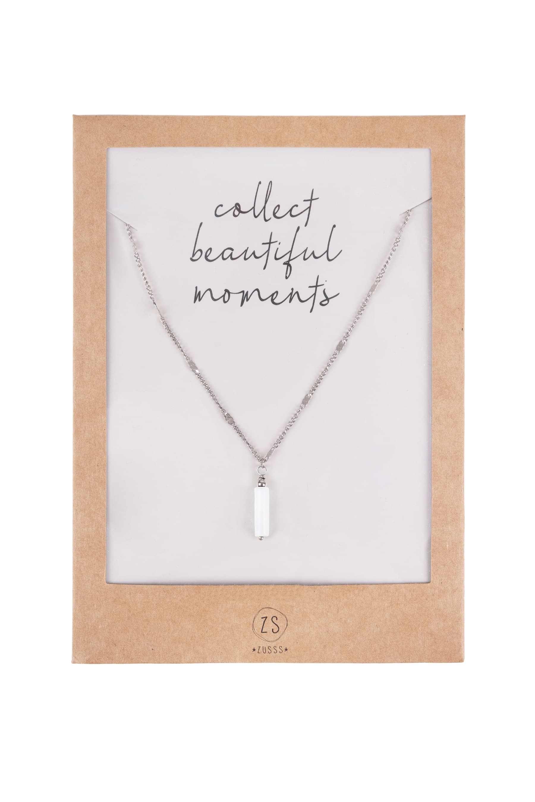 Ketting met schelpen staafje, Zilver