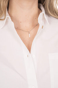 Ketting met schelpen staafje, Zilver