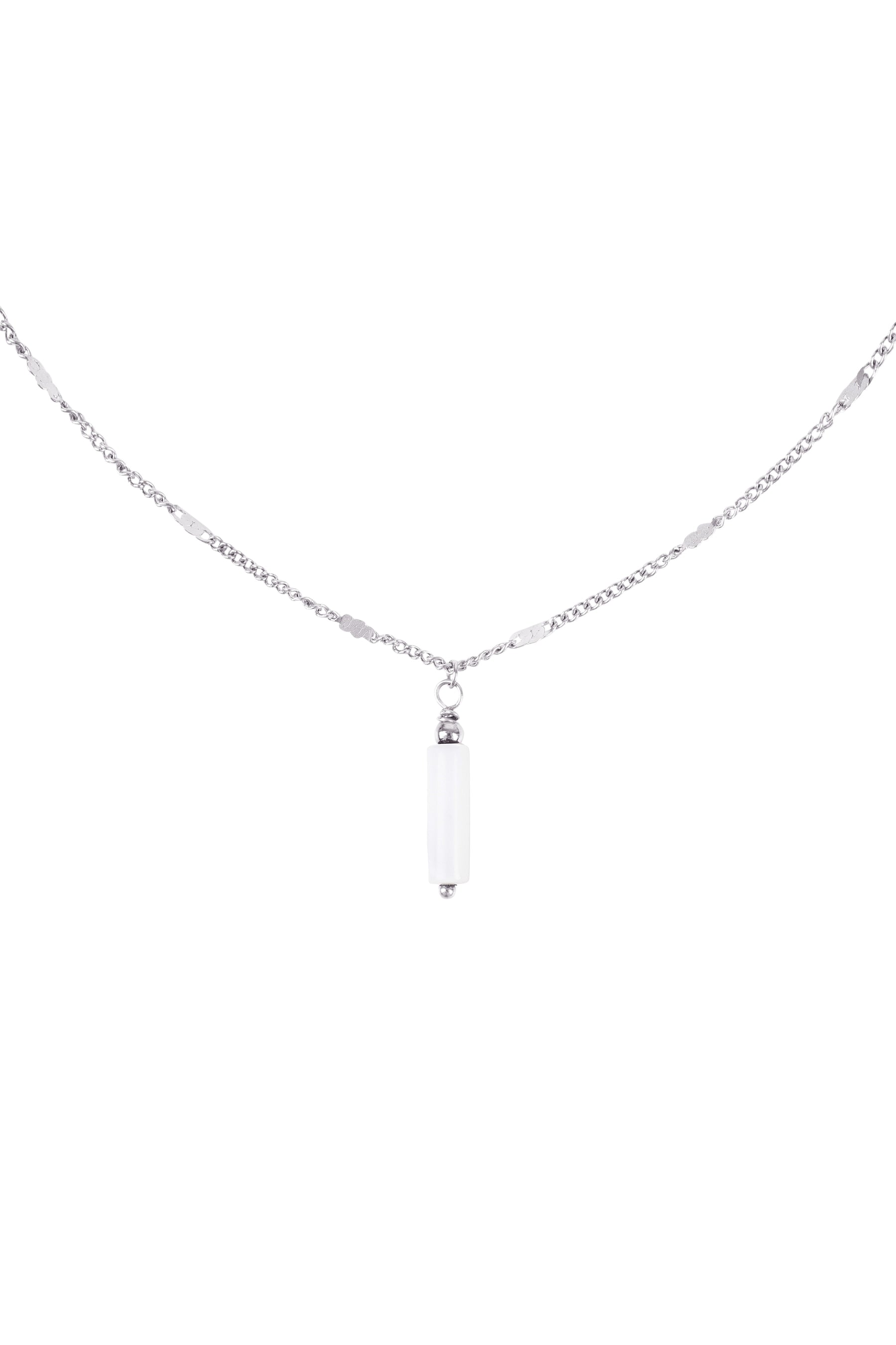 Ketting met schelpen staafje, Zilver