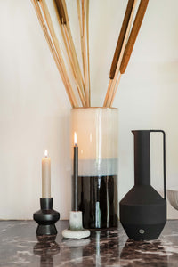 klein kandelaartje glazuur diepgroen/off white