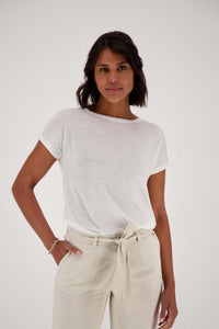linnen t-shirt boothals wit