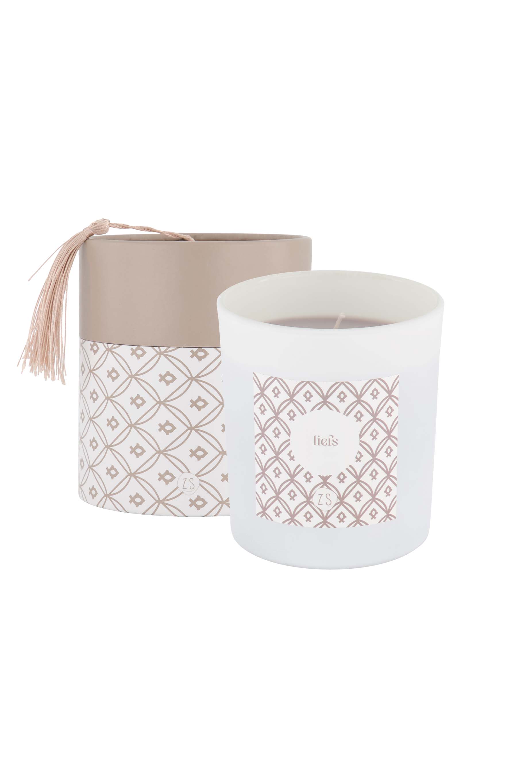 luxe geurkaars in koker bloemig off white