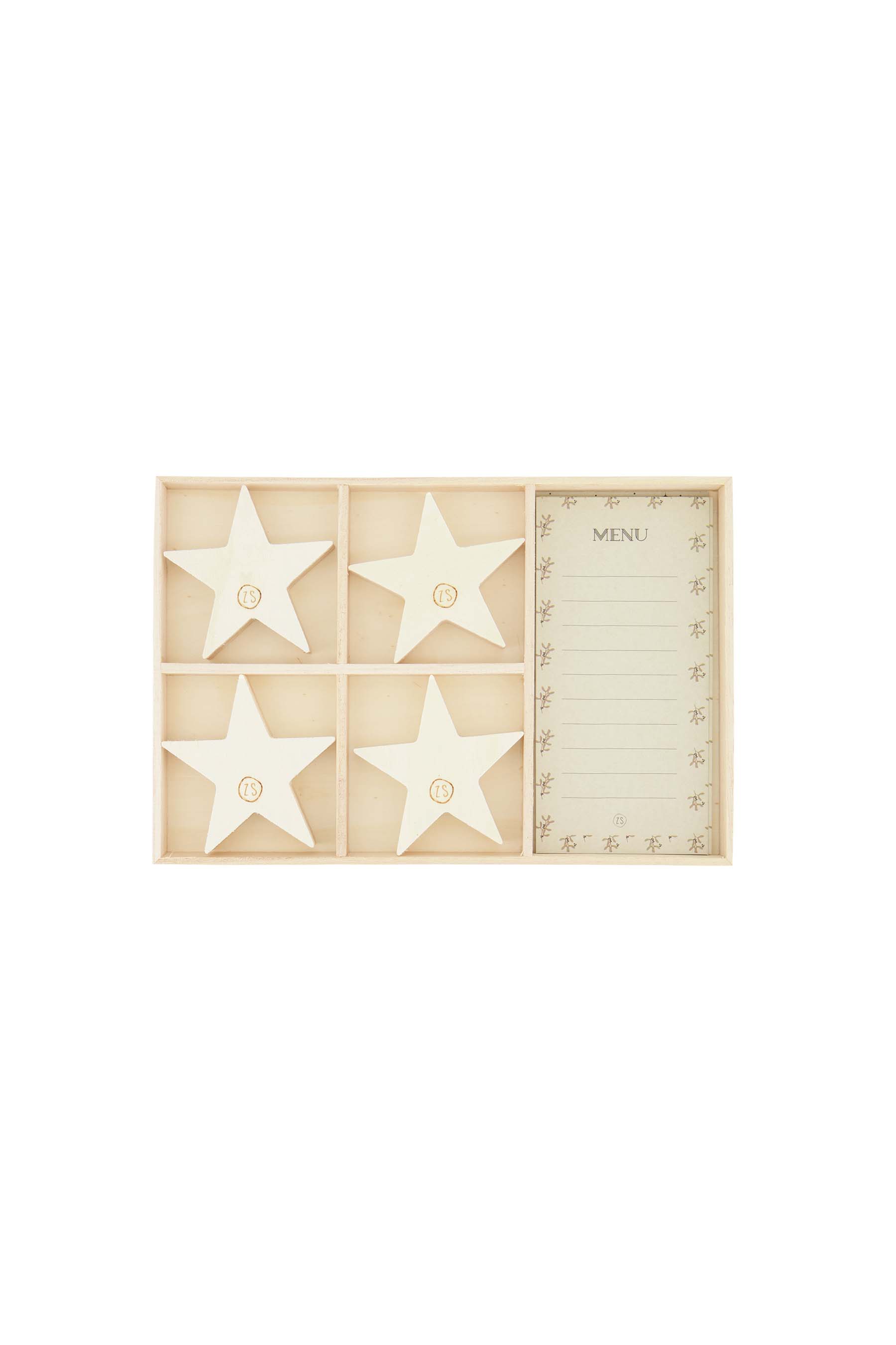 Menukaartjes met houten standaard ster