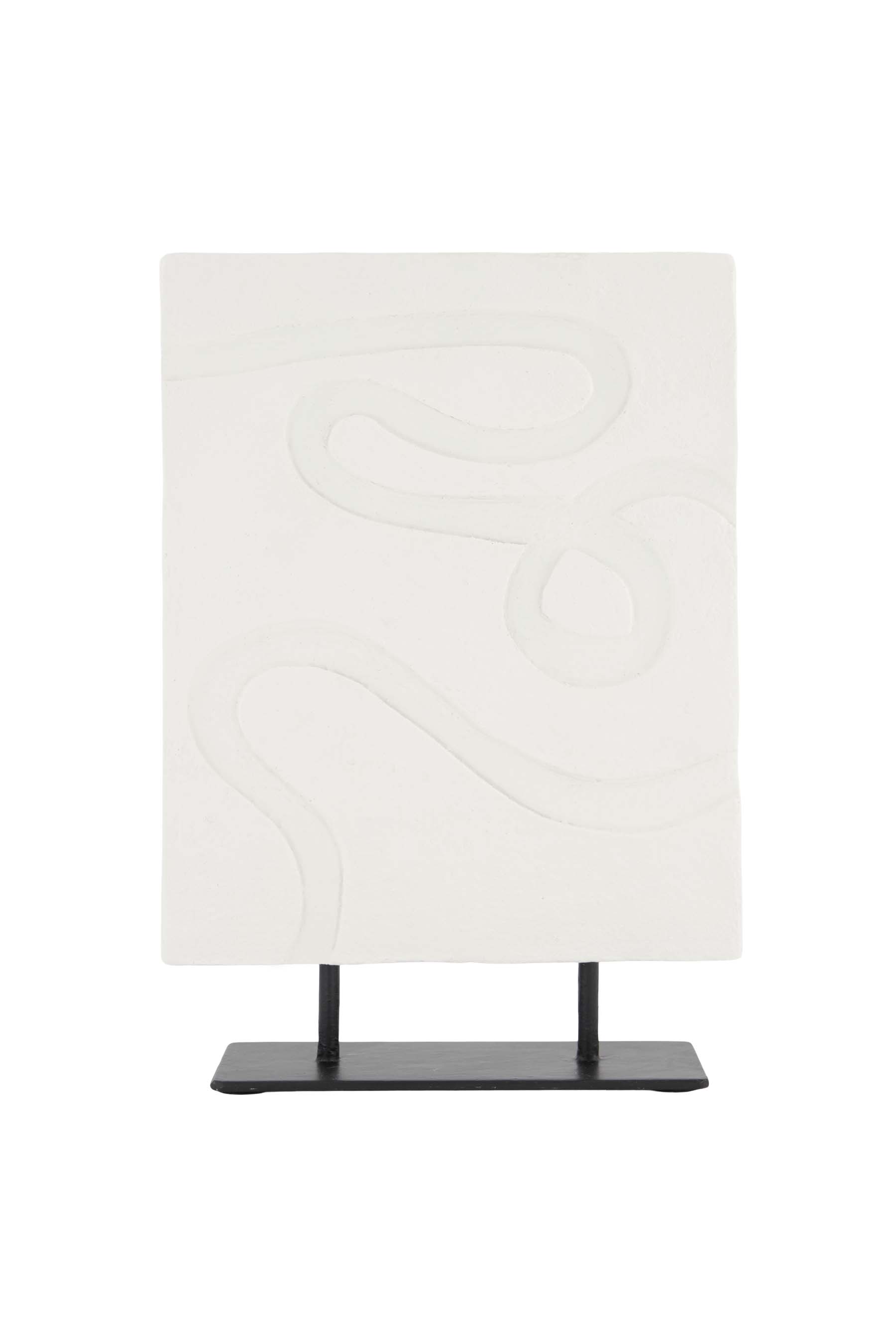 polystone ornament op sokkel streep off white