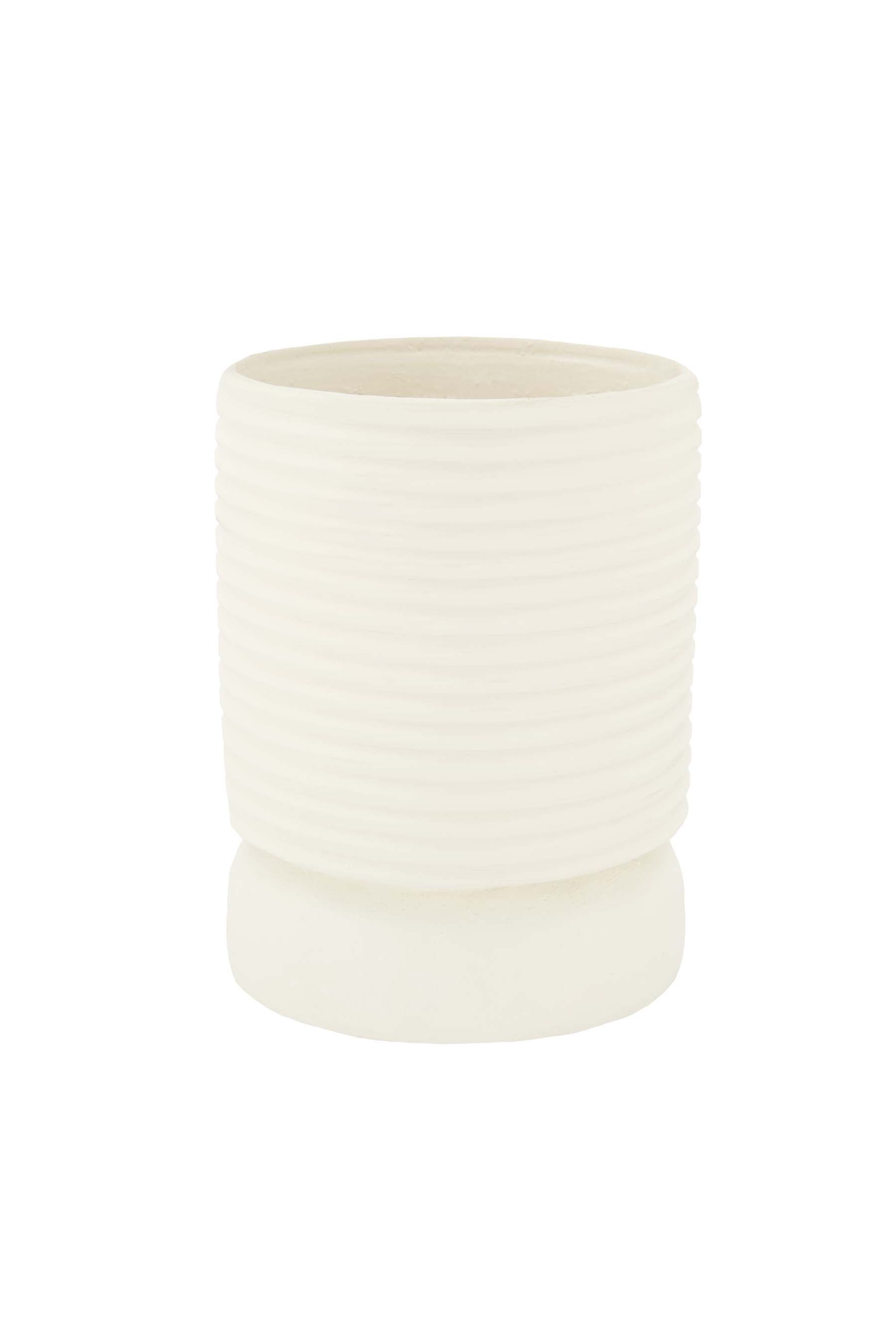 polystone pot met ribbels off white