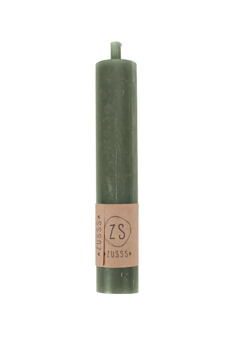 Rustiek kaarsje, 12cm, grijs-groen