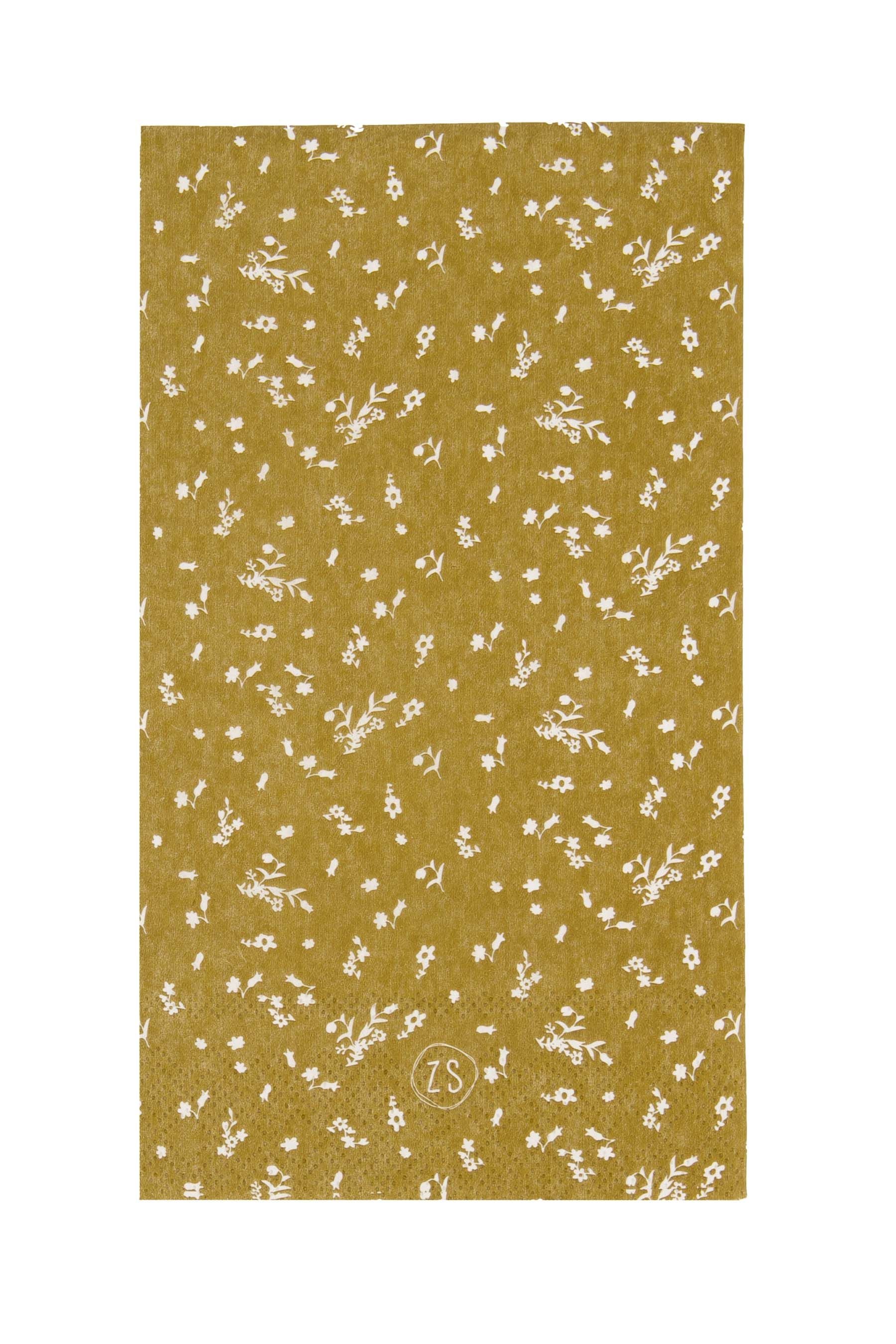 Servetten bloemenprint, kaki