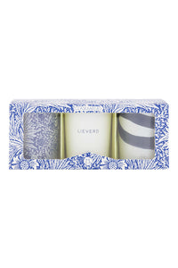 set van 3 glaskaarsjes lieverd kobaltblauw