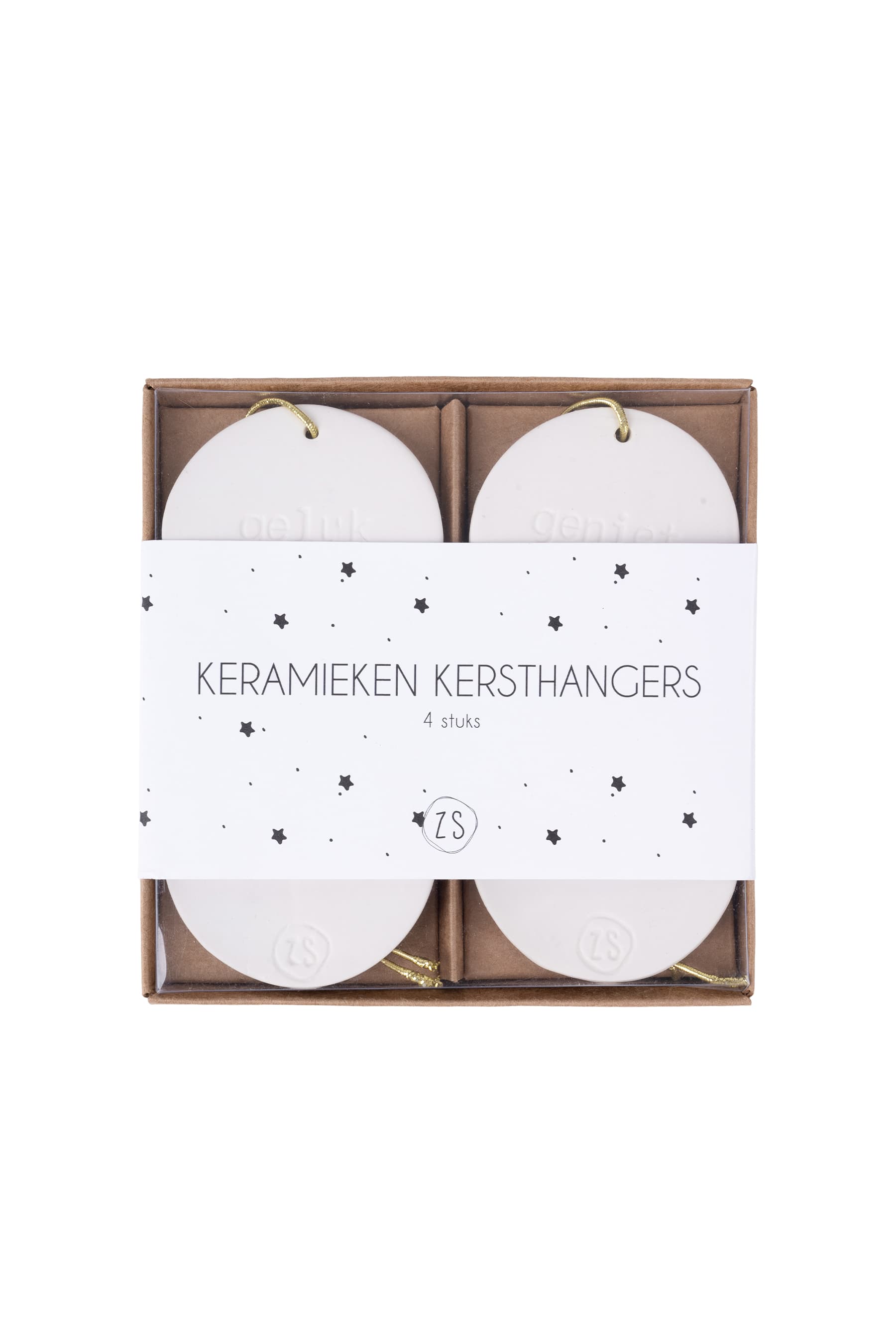 Set van 4 keramieken kersthangers