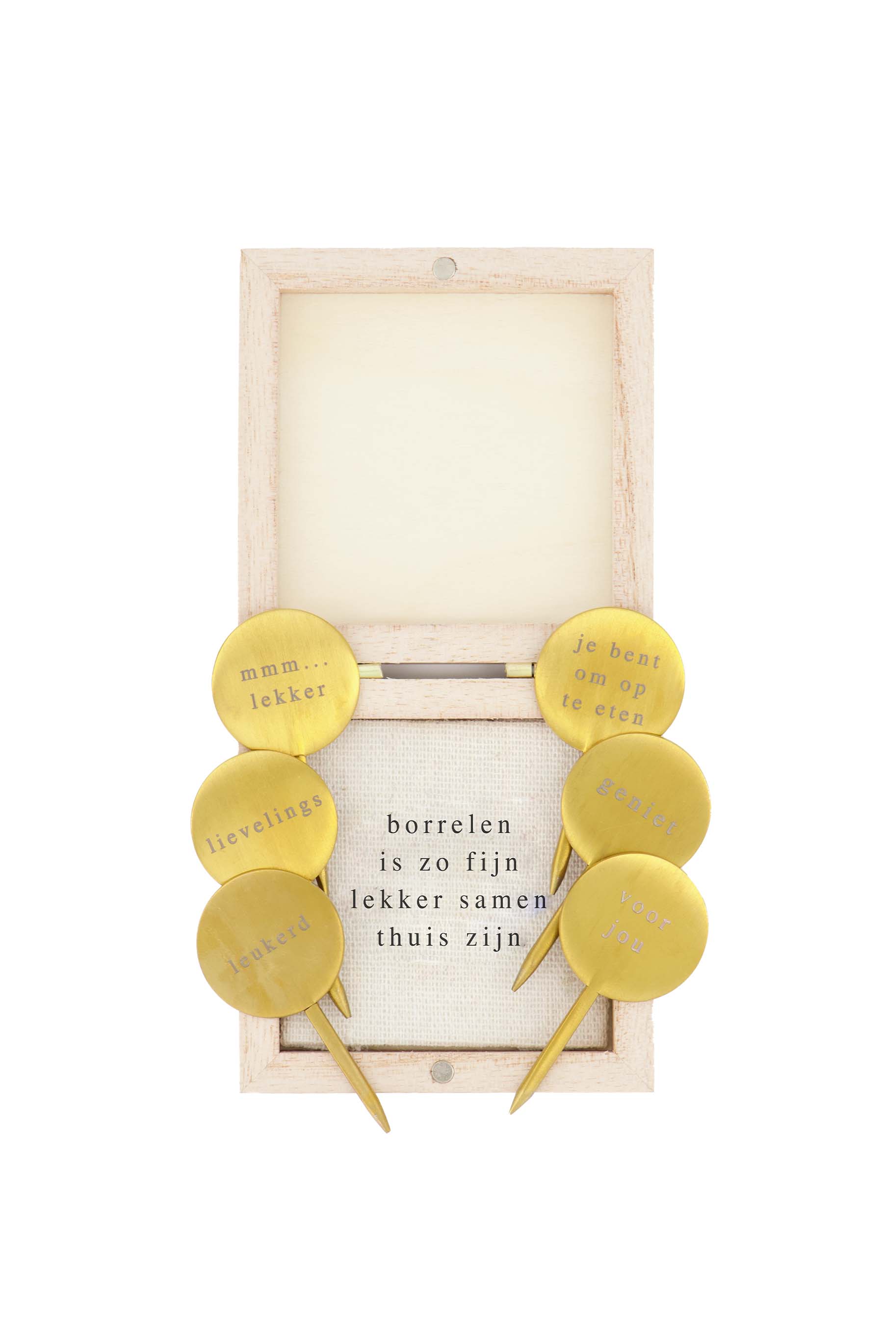 set van 6 borrelmarkers goud