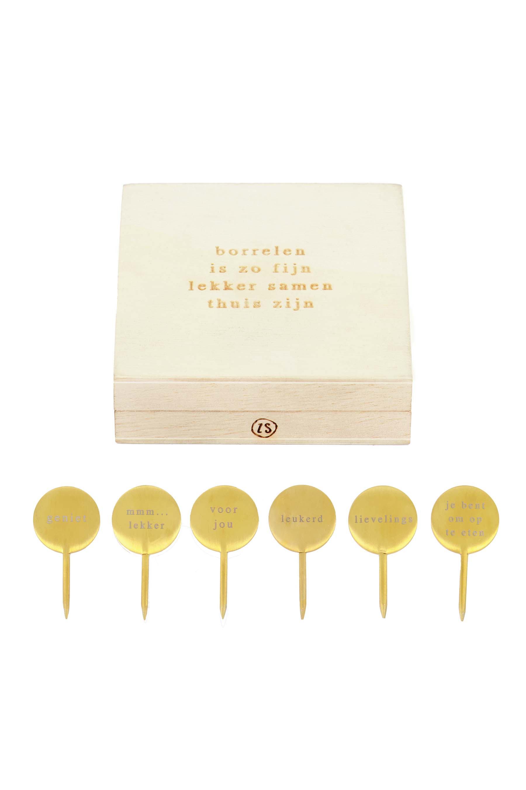 set van 6 borrelmarkers goud