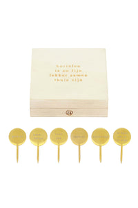 set van 6 borrelmarkers goud
