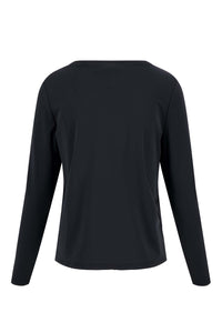 Travel top met boothals, zwart