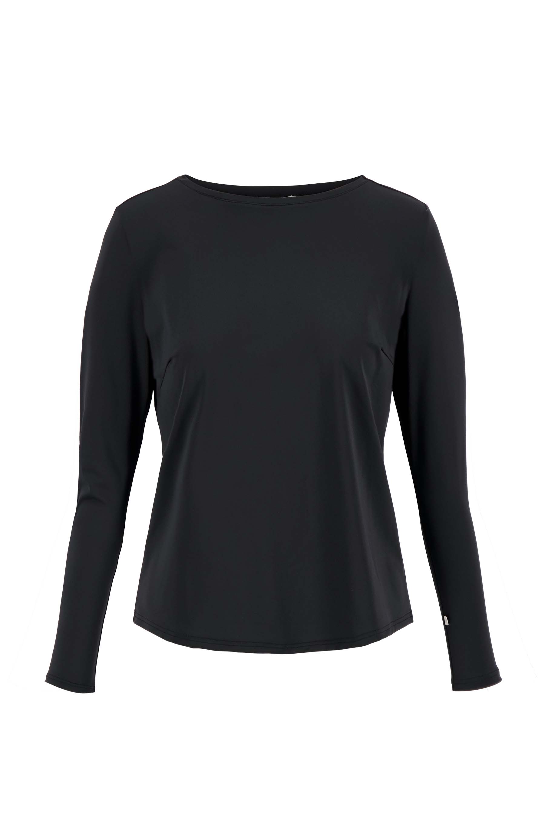 Travel top met boothals, zwart