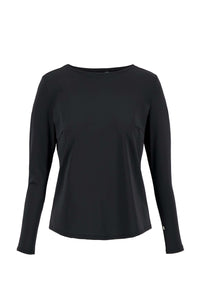 Travel top met boothals, zwart