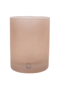 Waxinelichthouder mat glas, Taupe