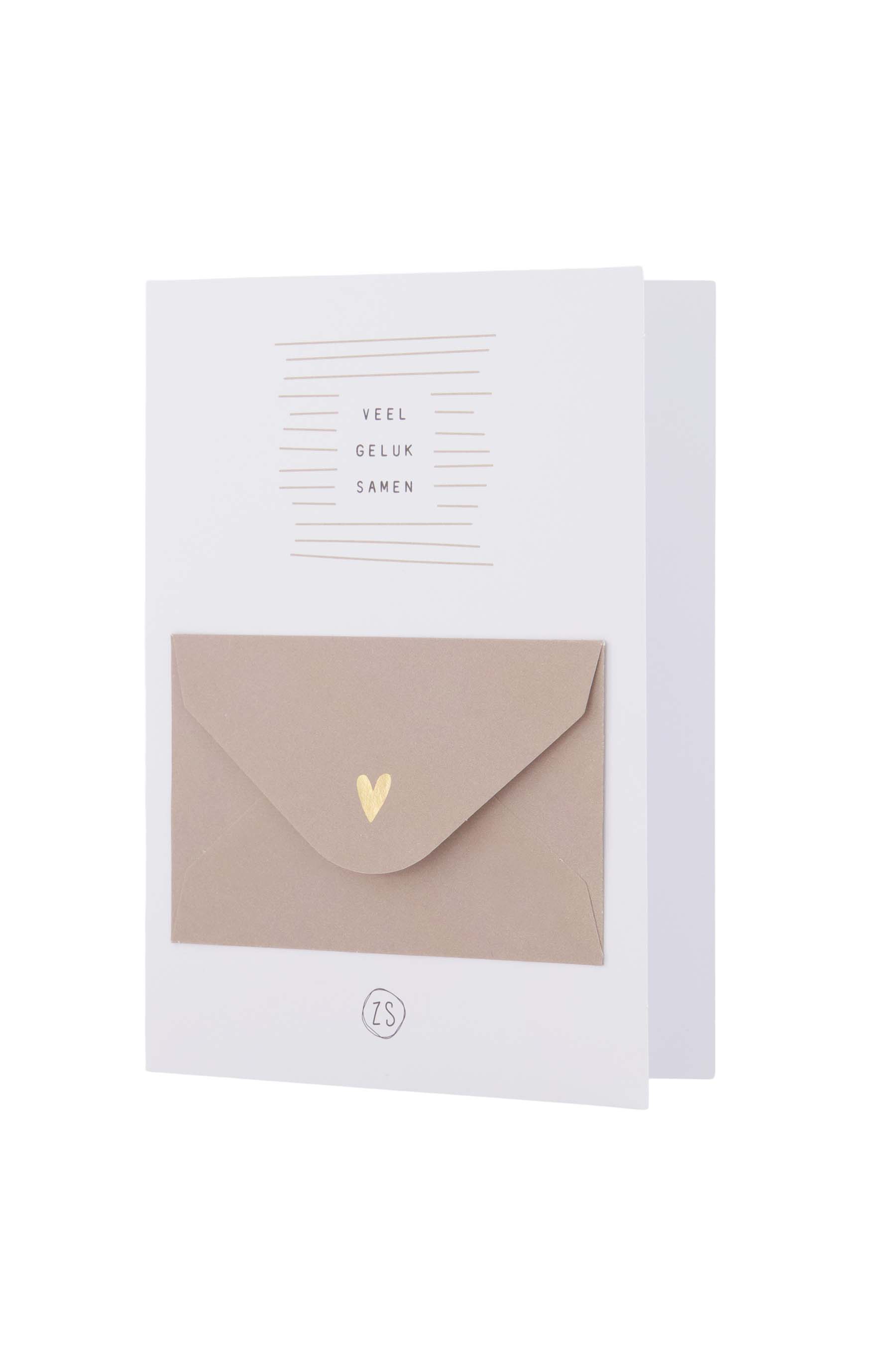 wenskaart met cadeau-envelopje geluk samen