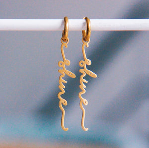 Roestvrijstalen hoepeloorbellen met SHINE — goud