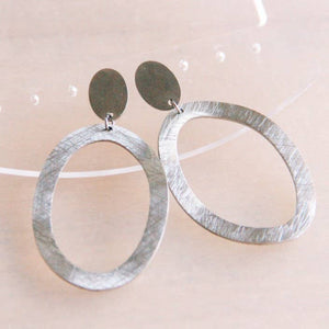 Statement Oorbel Grote ovale ring - Zilver