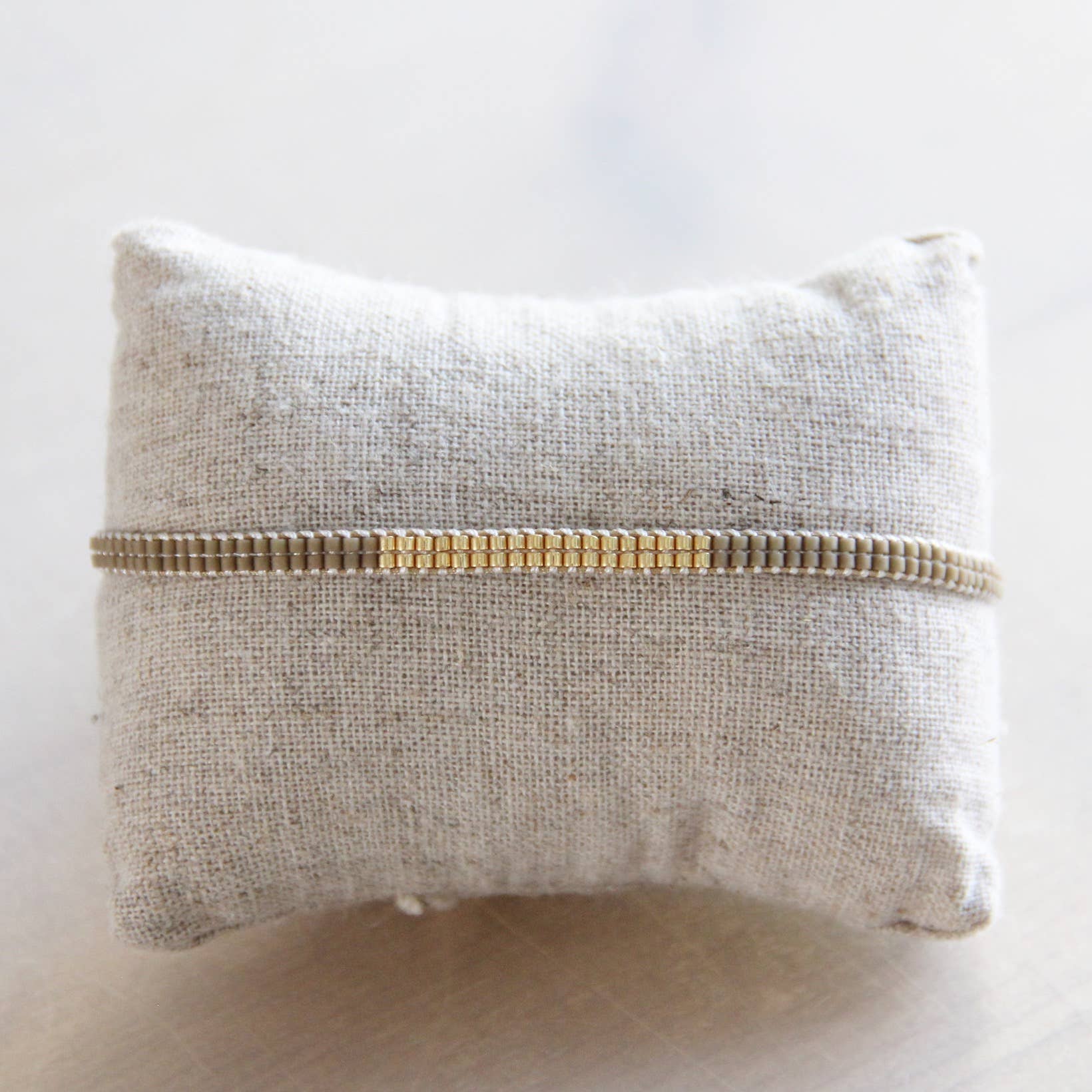 Weave bracelet khaki/goldplated