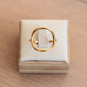 Steel Ring With Open Round - Gold